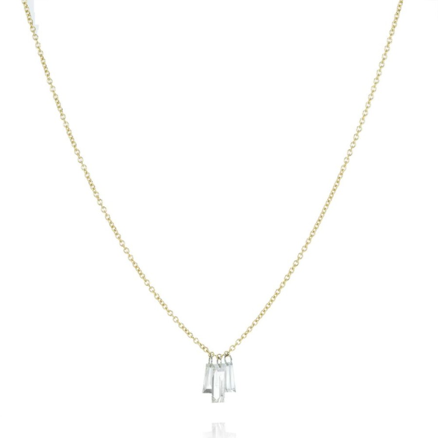 Necklaces Todd Pownell | Triple Baguette Diamond Pendant Necklace