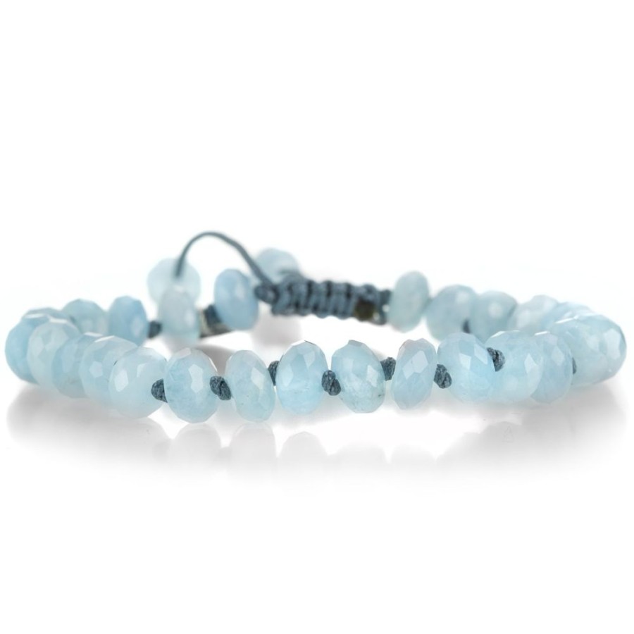 Bracelets Joseph Brooks | 8Mm Ice Blue Aquamarine Macrame Bracelet