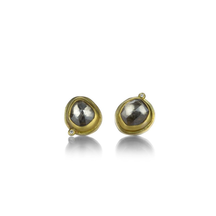 Earrings Ananda Khalsa | Rose Cut Organic White Sapphire Studs