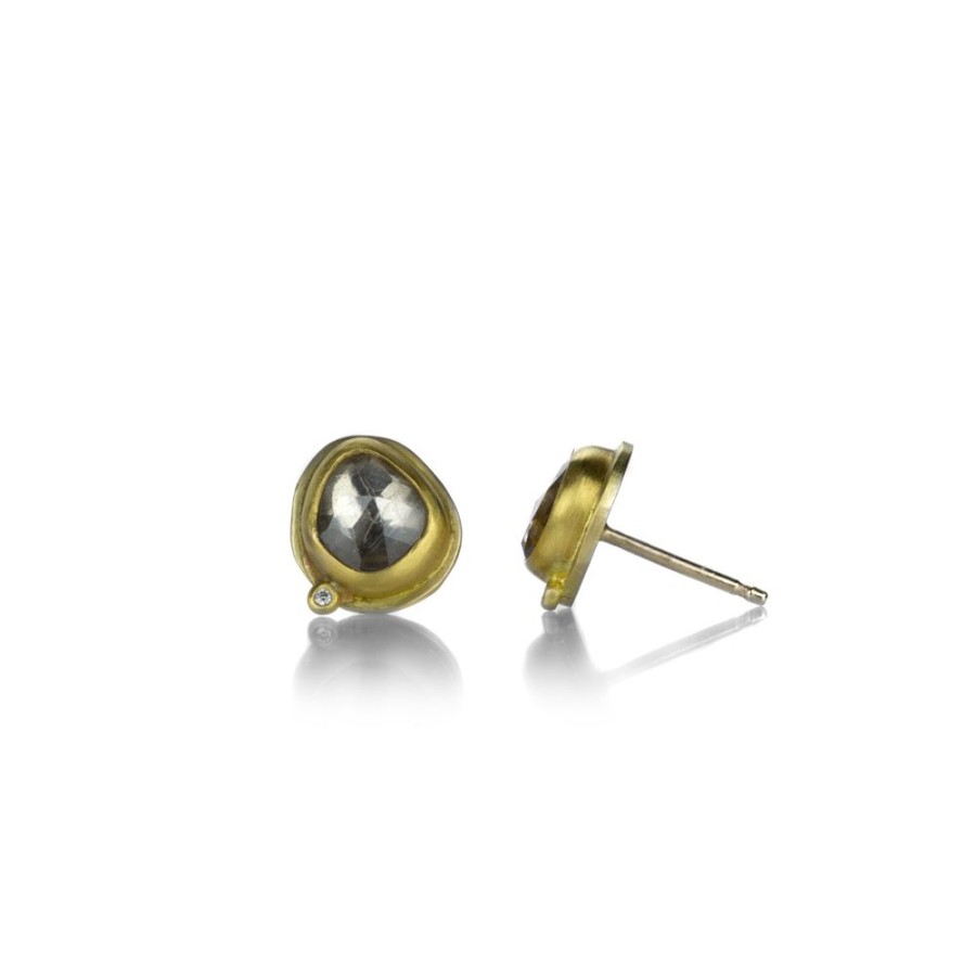 Earrings Ananda Khalsa | Rose Cut Organic White Sapphire Studs