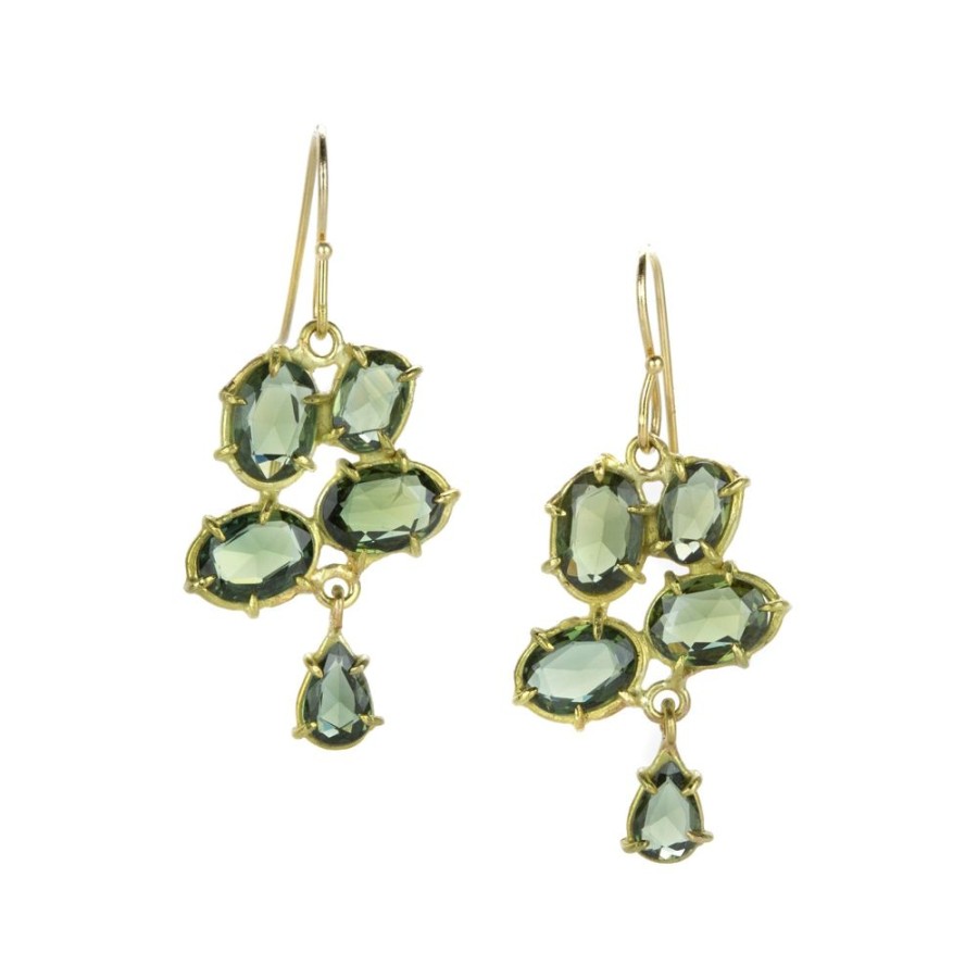 Earrings Rosanne Pugliese | Green Sapphire Florette Earrings