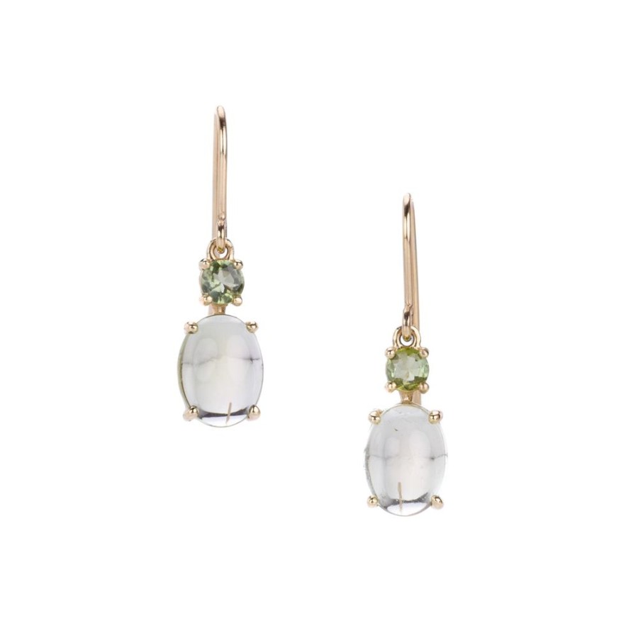 Earrings Nicole Landaw | Light Green Tourmaline Drop Earrings