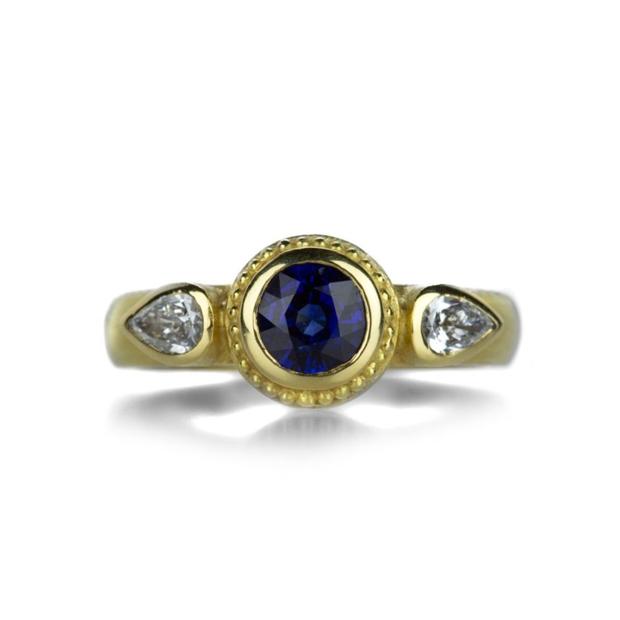 Rings Barbara Heinrich | Blue Sapphire And Pear Shape Diamond Ring