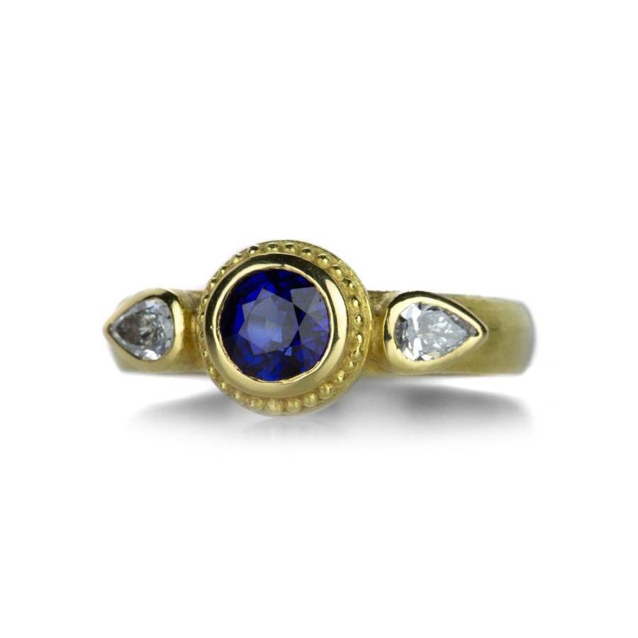 Rings Barbara Heinrich | Blue Sapphire And Pear Shape Diamond Ring