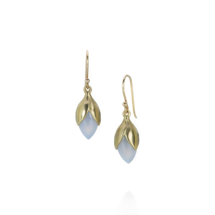 Earrings Annette Ferdinandsen | Small Blue Chalcedony Bud Drop Earrings