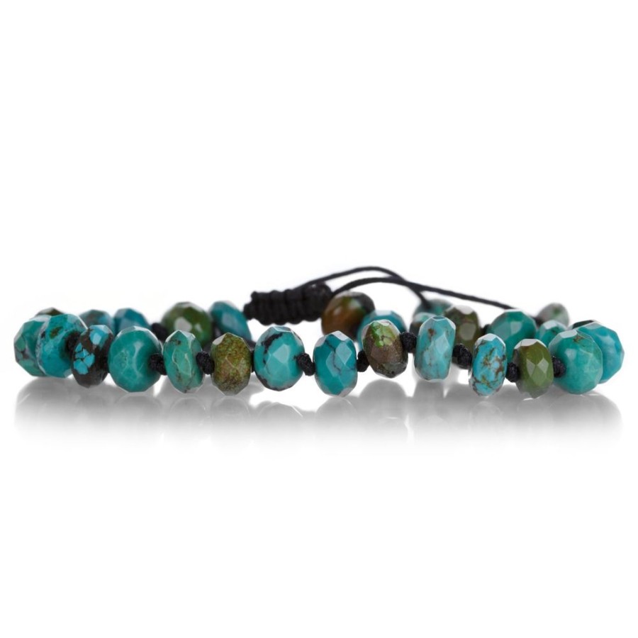 Bracelets Joseph Brooks | Faceted Arizona Turquoise Macrame Beaded Bracelet