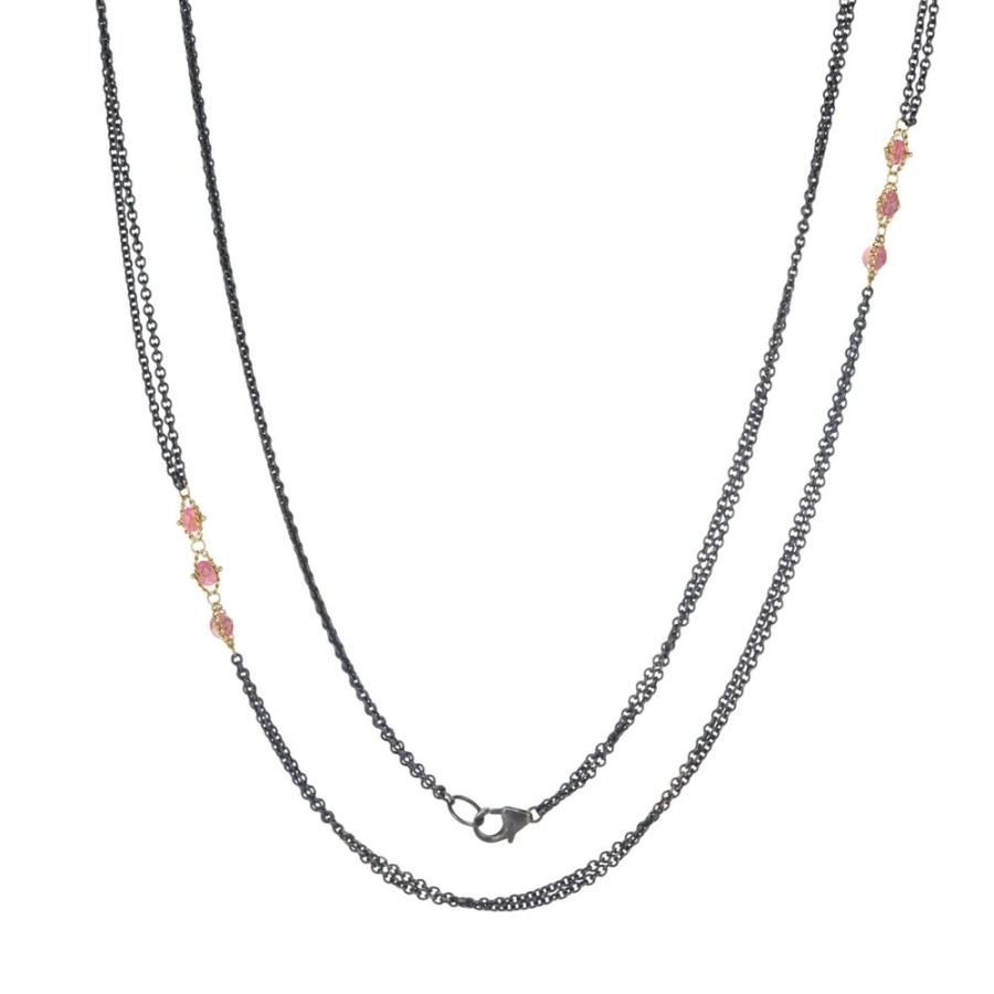 Necklaces Amali | Pink Spinel Triple Textile Station Necklace