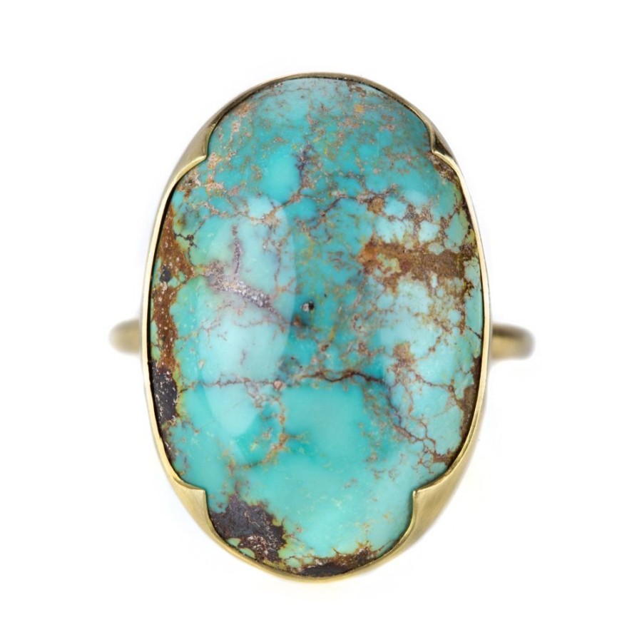 Rings Gabriella Kiss | Large Oval Persian Turquoise Ring