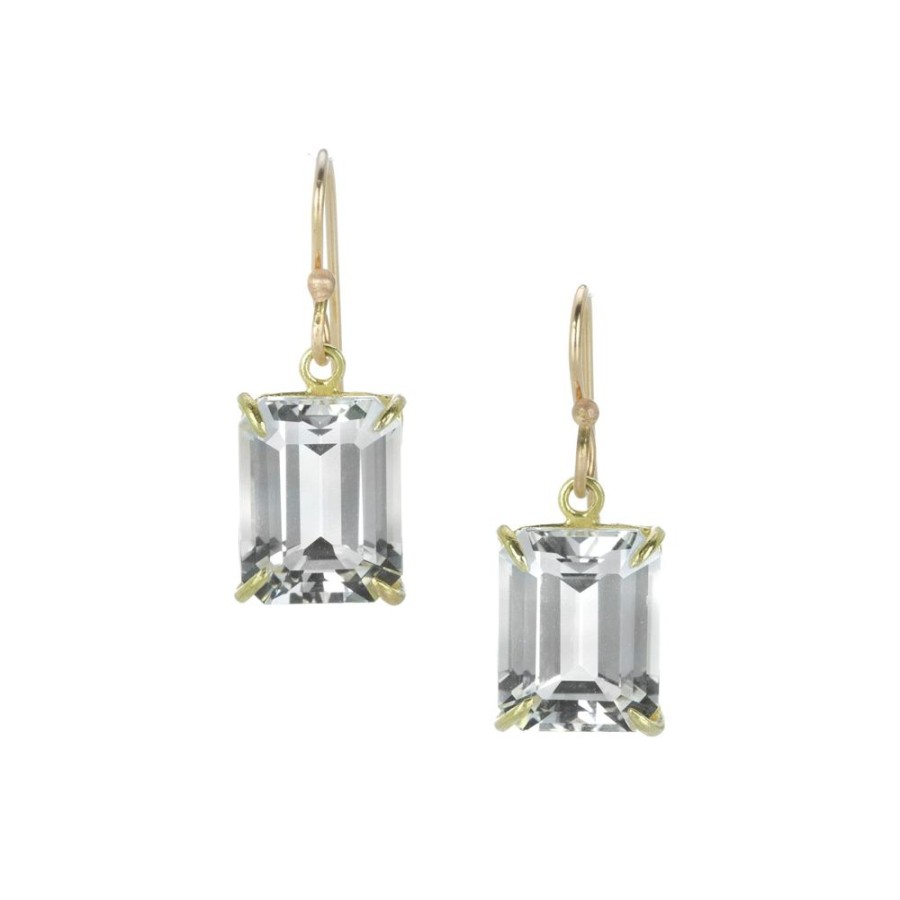 Earrings Rosanne Pugliese | Faceted Emerald Cut White Topaz Drop Earrings