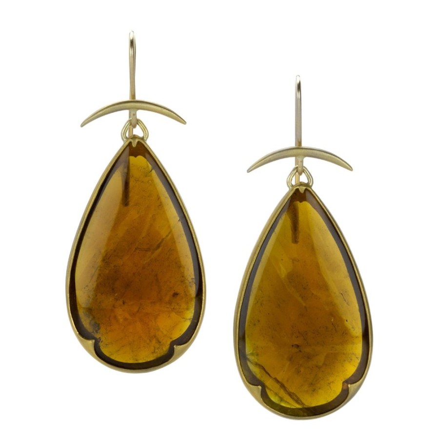 Earrings Gabriella Kiss | Honey Brown Tourmaline Drop Earrings