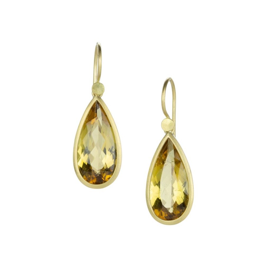 Earrings Lola Brooks | Teardrop Golden Tourmaline Earrings