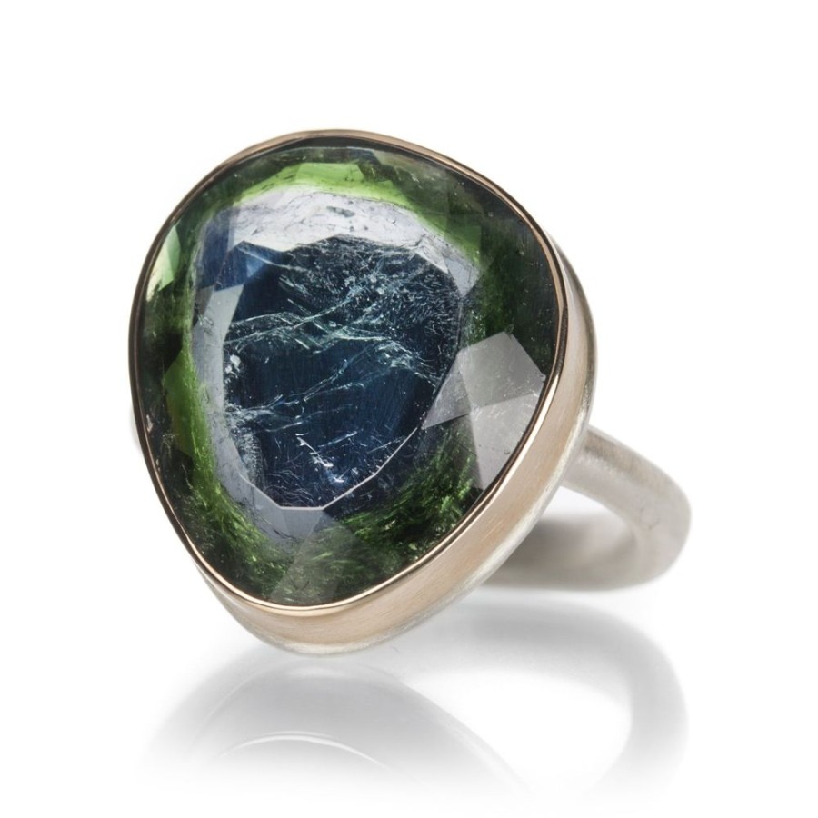 Rings Jamie Joseph | Asymmetrical Green Tourmaline Slice Ring