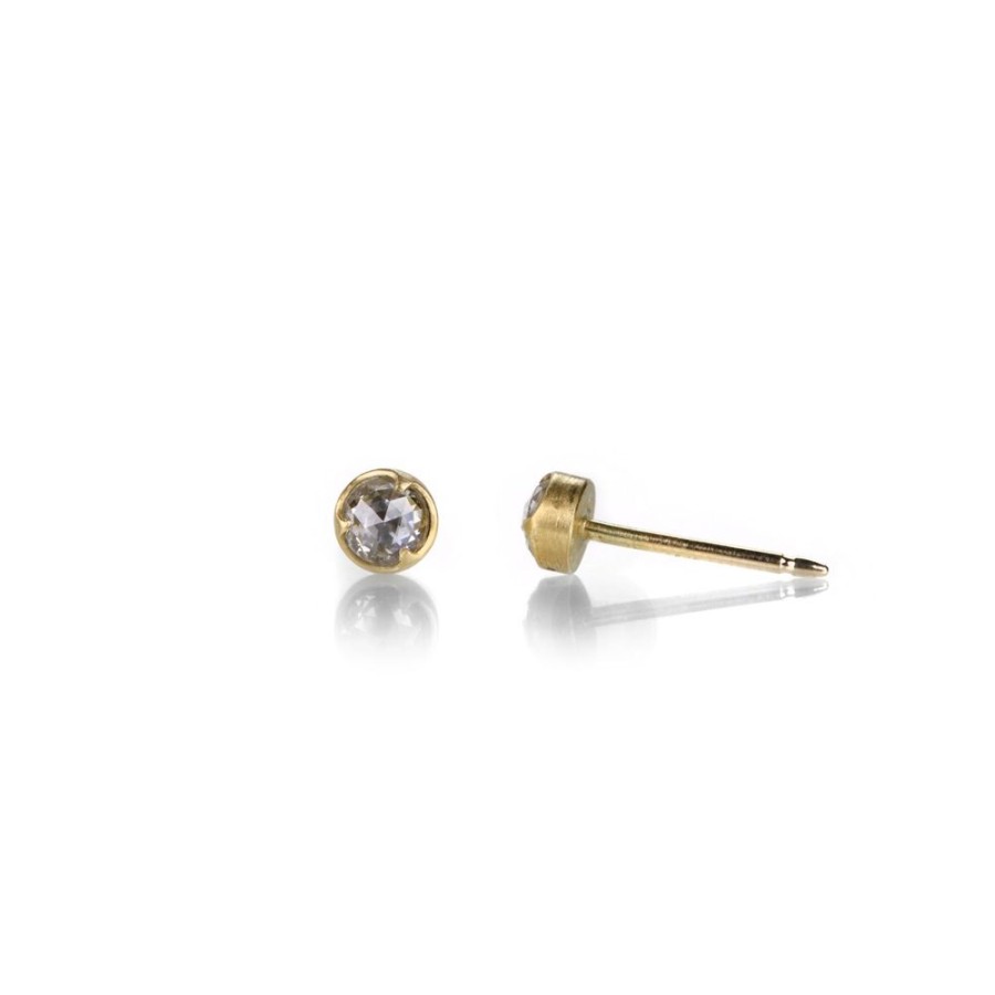 Earrings Gabriella Kiss | 18K White Rose Cut Diamond Studs