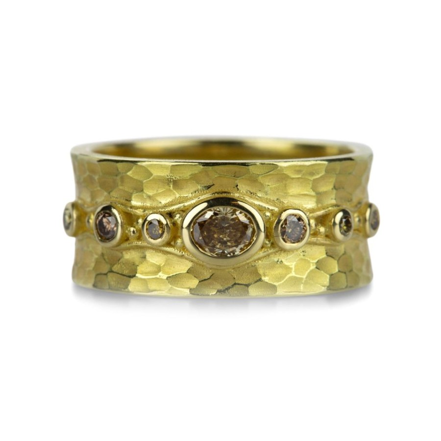 Rings Barbara Heinrich | Carved Glacier Band With Brown Diamonds