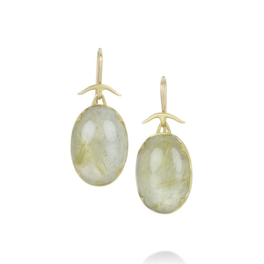 Earrings Gabriella Kiss | 18K Oval Rutilated Quartz Earrings