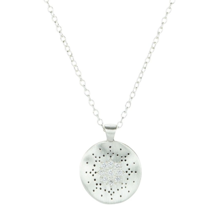 Necklaces Adel Chefridi | Silver Diamond Reflections Pendant Necklace