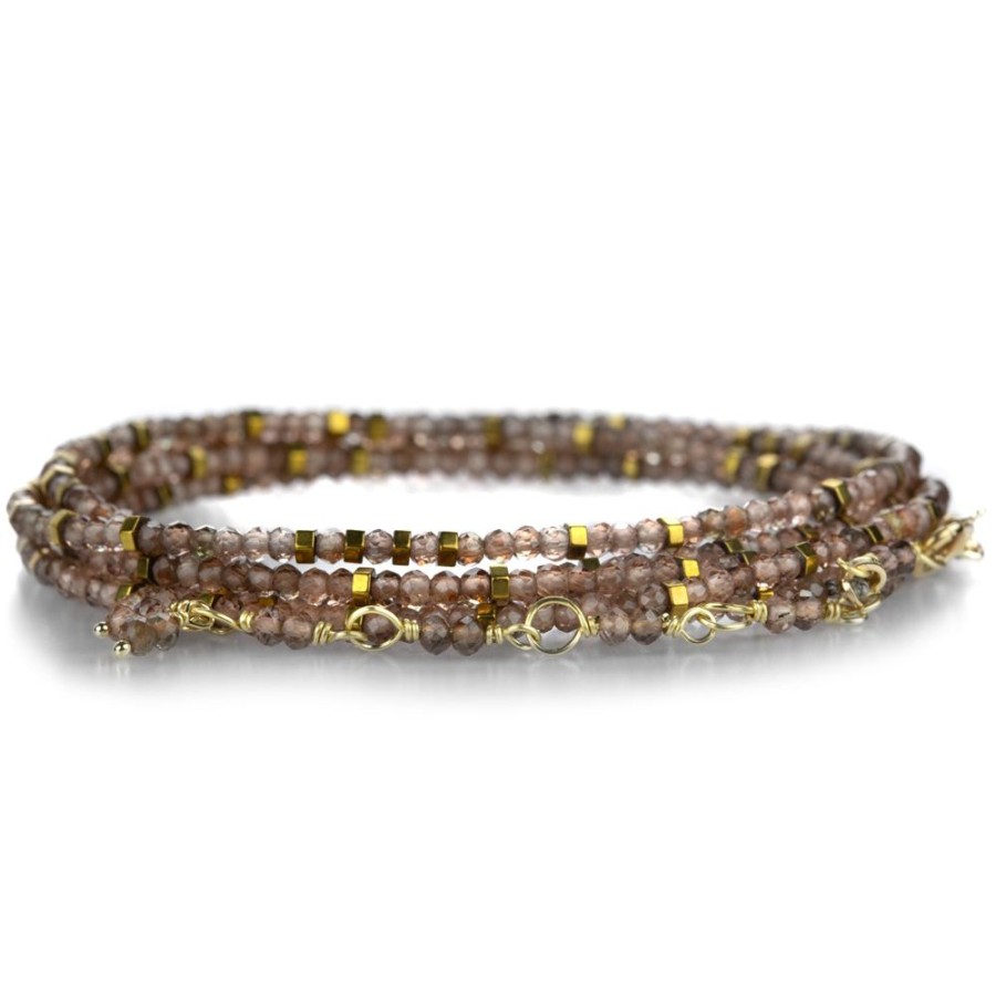 Bracelets Anne Sportun | Champagne Garnet Confetti Wrap Bracelet -34"