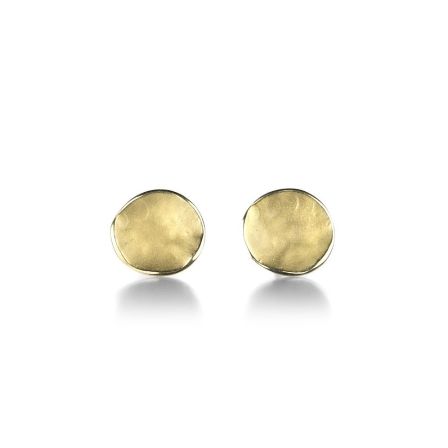 Earrings Anne Sportun | Hammered Concave Gold Disc Earrings