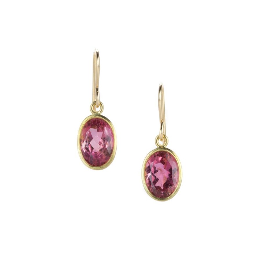 Earrings Maria Beaulieu | Oval Rubellite Tourmaline Drop Earrings