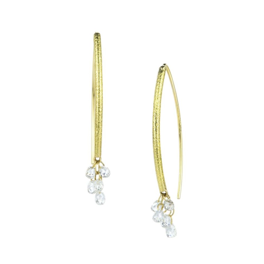 Earrings Barbara Heinrich | Navette Earrings With White Diamond Briolettes