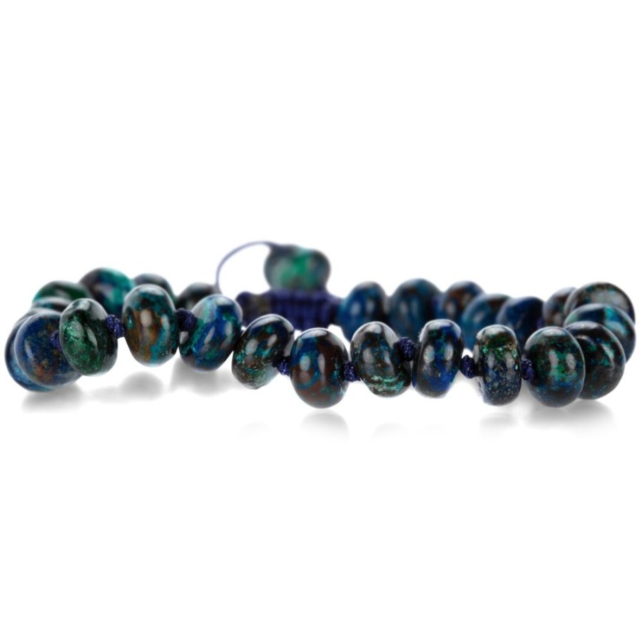 Bracelets Joseph Brooks | 8Mm Smooth Azurite Beaded Bracelet