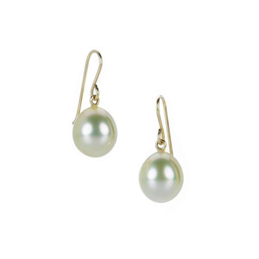 Earrings Maria Beaulieu | Golden South Sea Pearl Drop Earrings