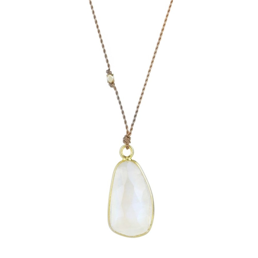 Necklaces Margaret Solow | Rainbow Moonstone Pendant Cord Necklace