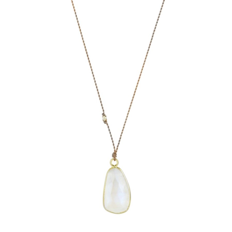 Necklaces Margaret Solow | Rainbow Moonstone Pendant Cord Necklace