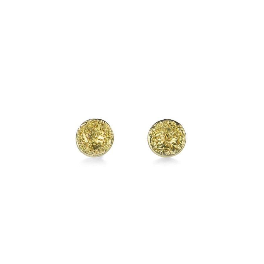 Earrings Kate Maller | Petite Double Gold Moon Surface Studs