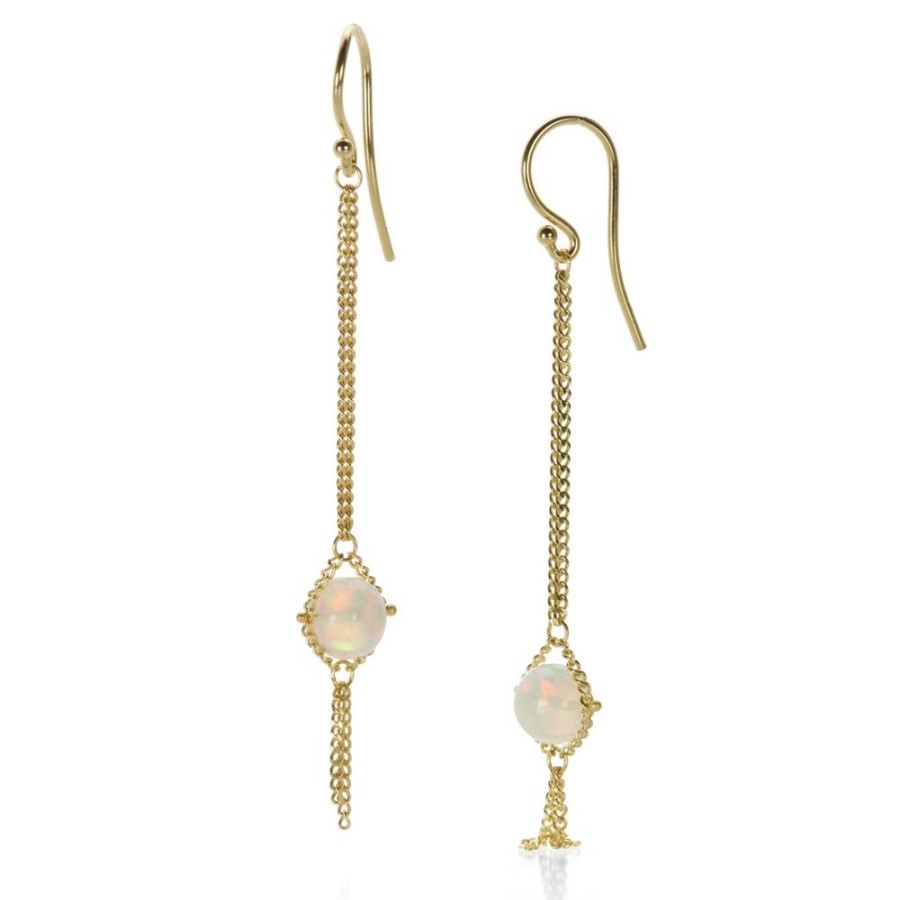 Earrings Amali | Ethiopian Opal Textile Drop Earrings