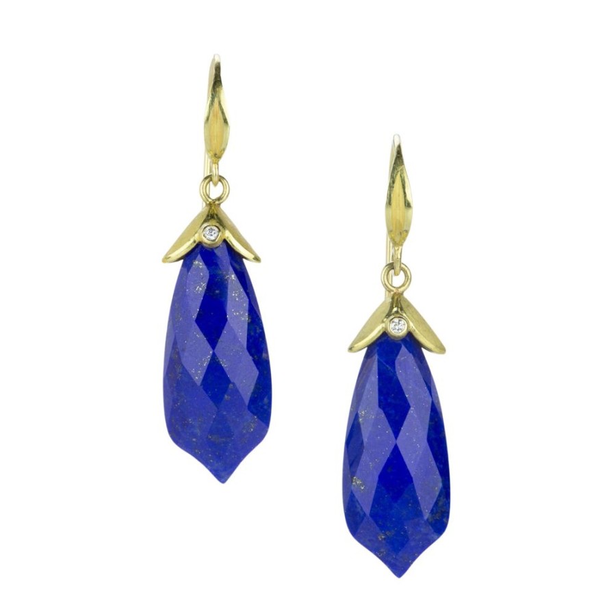 Earrings Barbara Heinrich | Pagoda Shaped Lapis Drop Earrings