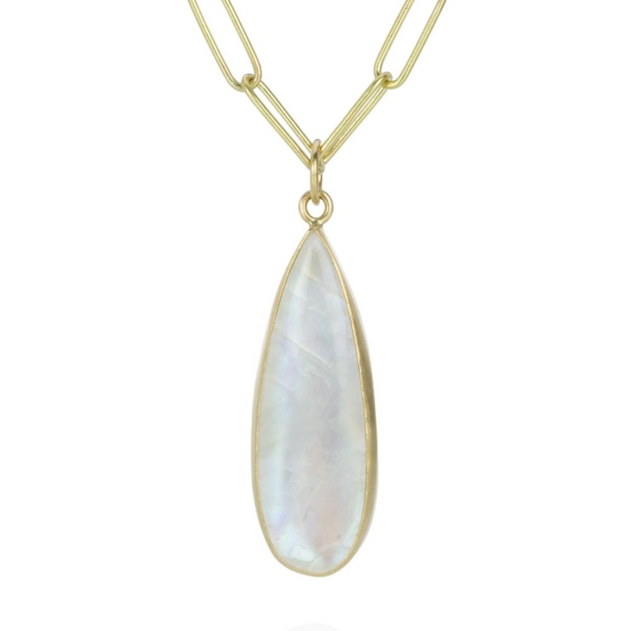 Necklaces Maria Beaulieu | Teardrop Rainbow Moonstone Pendant (Pendant Only)