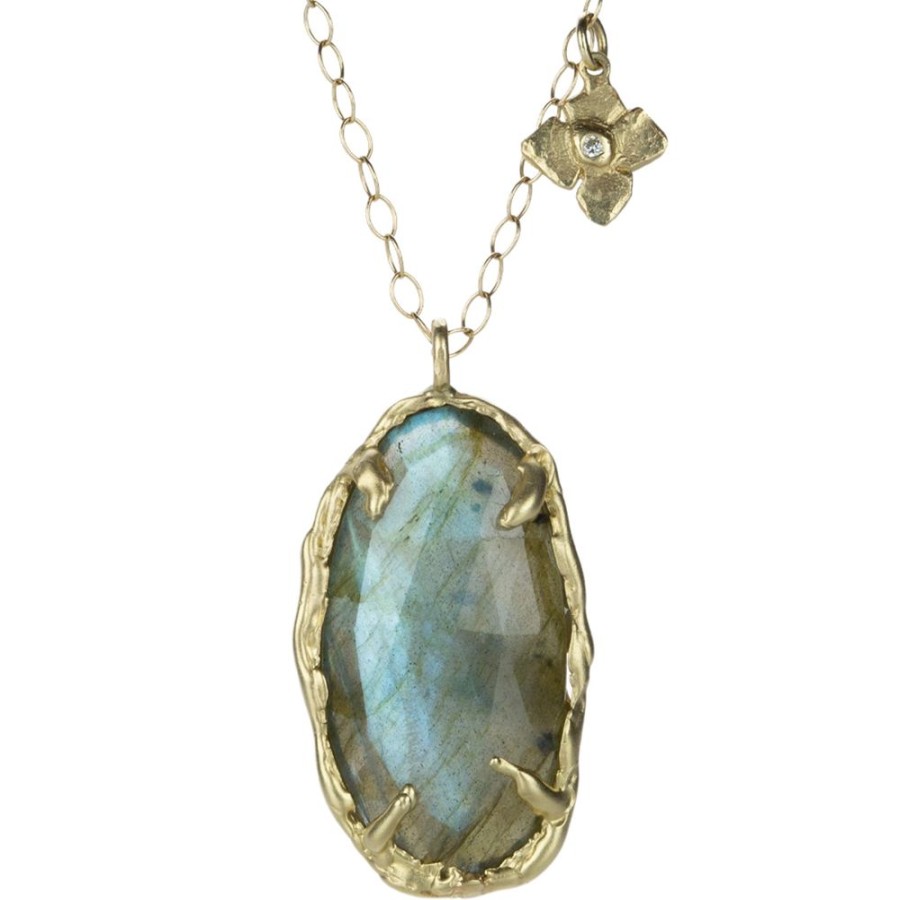 Necklaces Victoria Cunningham | Labradorite And Flower Pendant Necklace