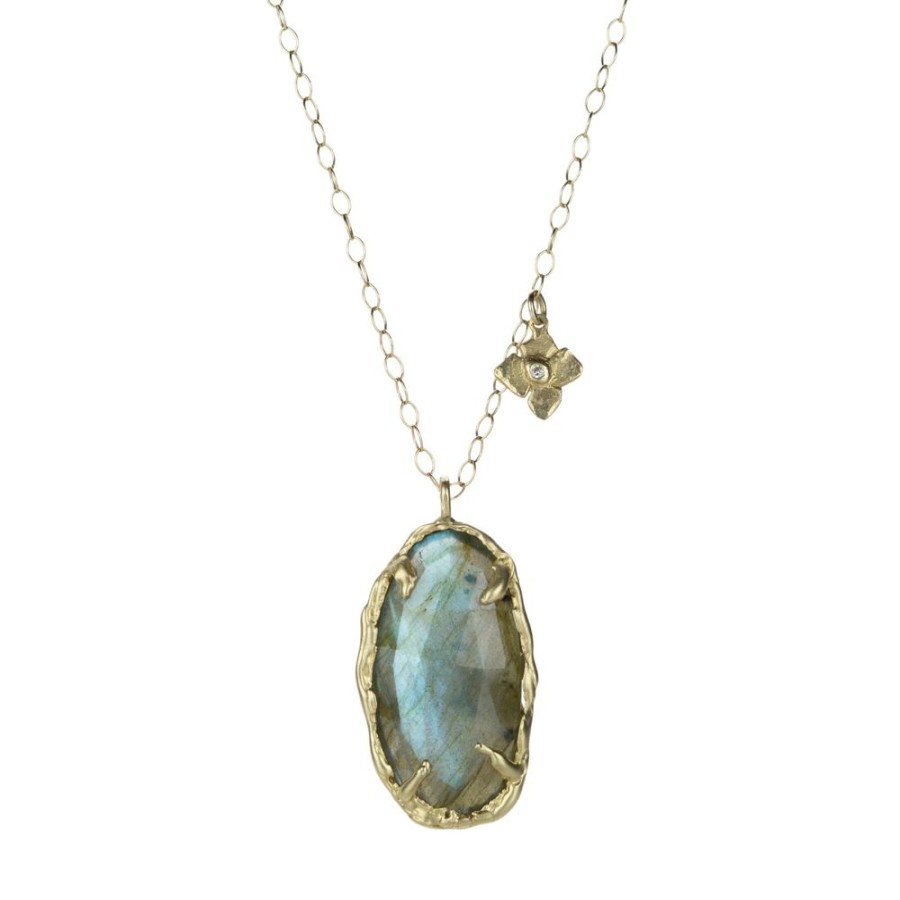 Necklaces Victoria Cunningham | Labradorite And Flower Pendant Necklace