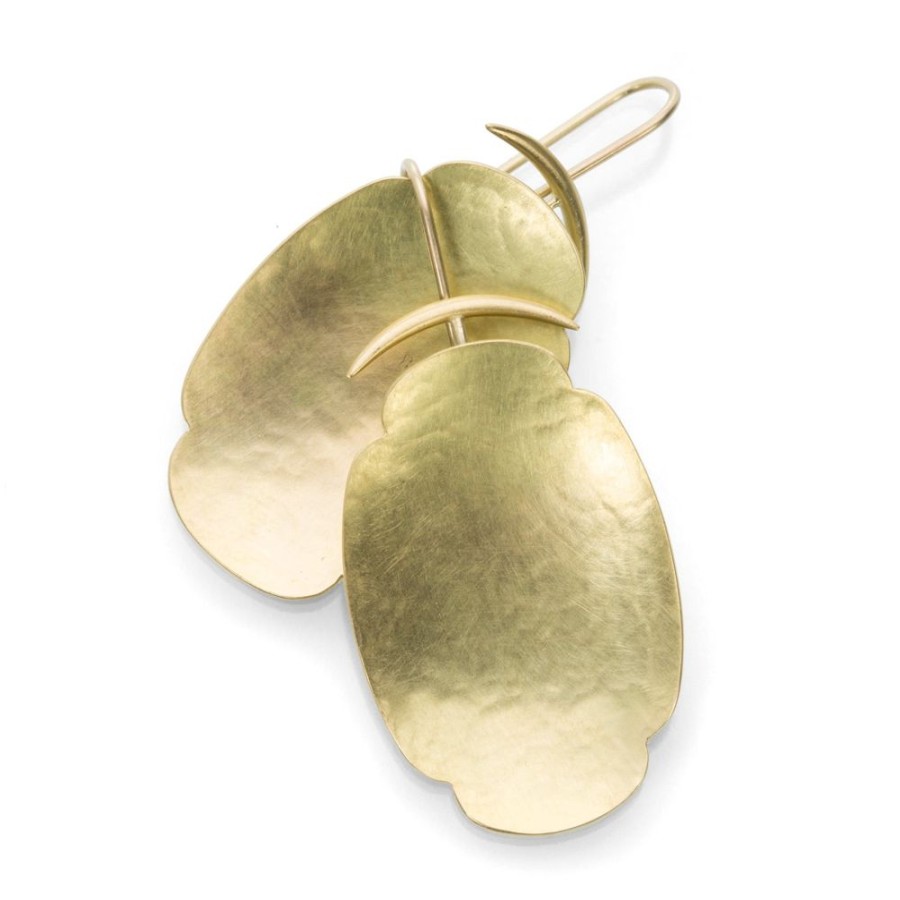 Earrings Gabriella Kiss | 18K Yellow Gold Large Hammered Scallop Earrings