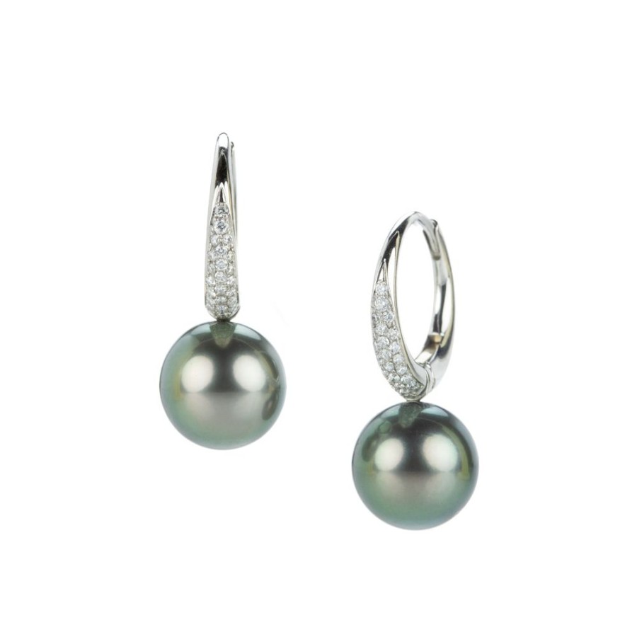 Earrings Gellner | Platinum Hoops With Silver Pearl Drops