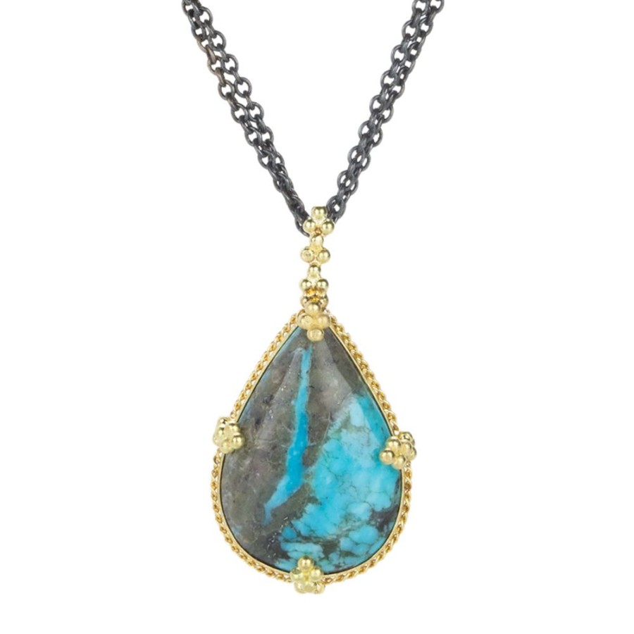 Necklaces Amali | Teardrop Peruvian Opal Pendant Necklace