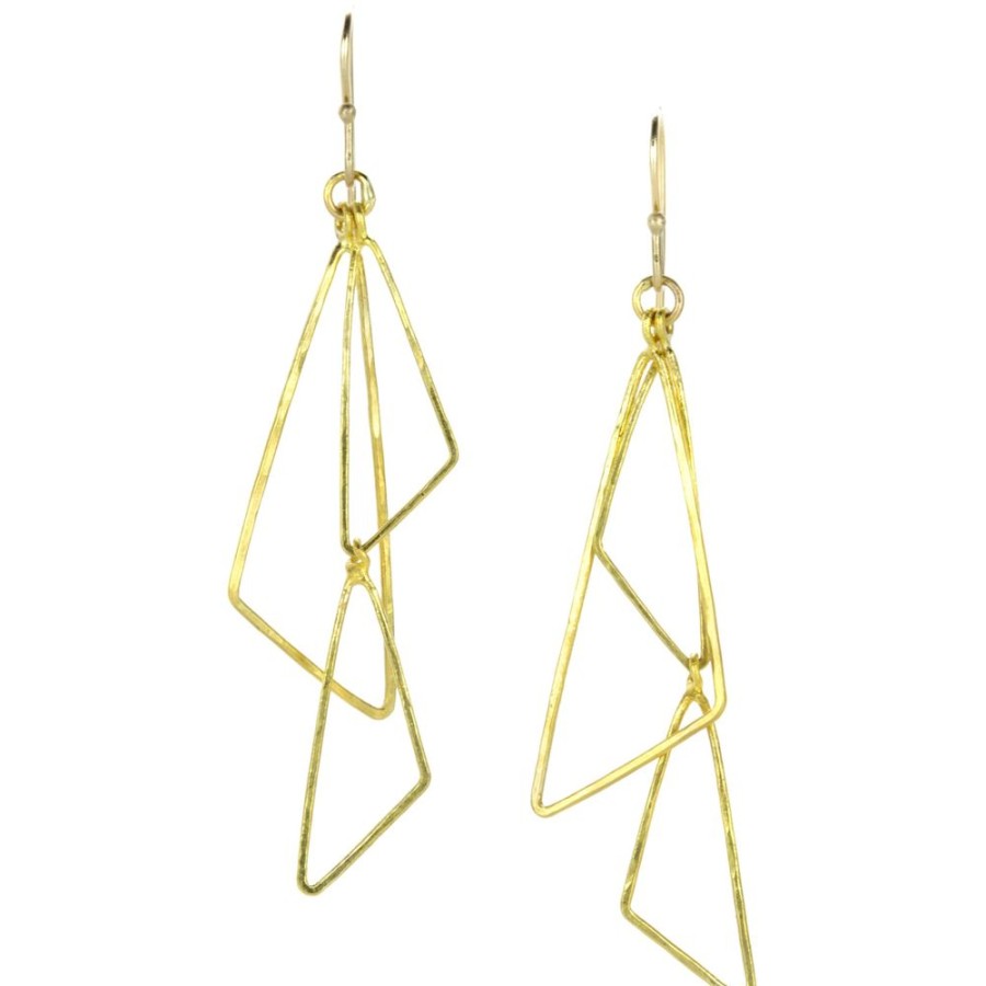 Earrings Rosanne Pugliese | 22K Gold Triple Triangle Drop Earrings