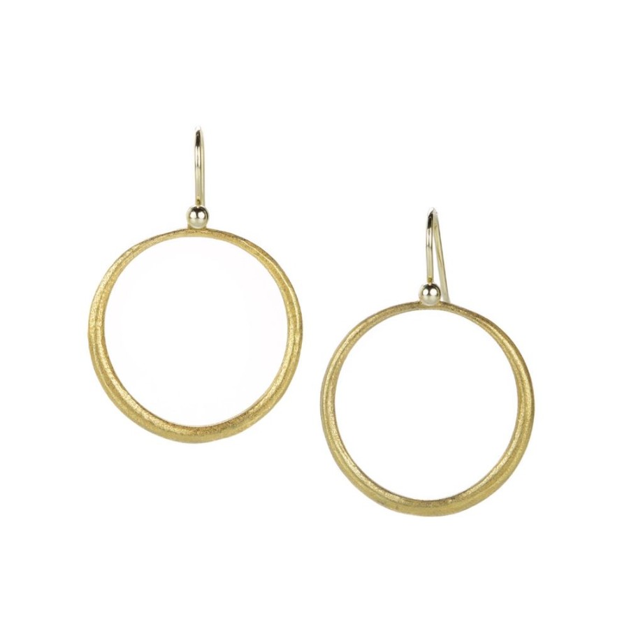 Earrings John Iversen | 18K Yellow Gold Skinny Hoop Drop Earrings