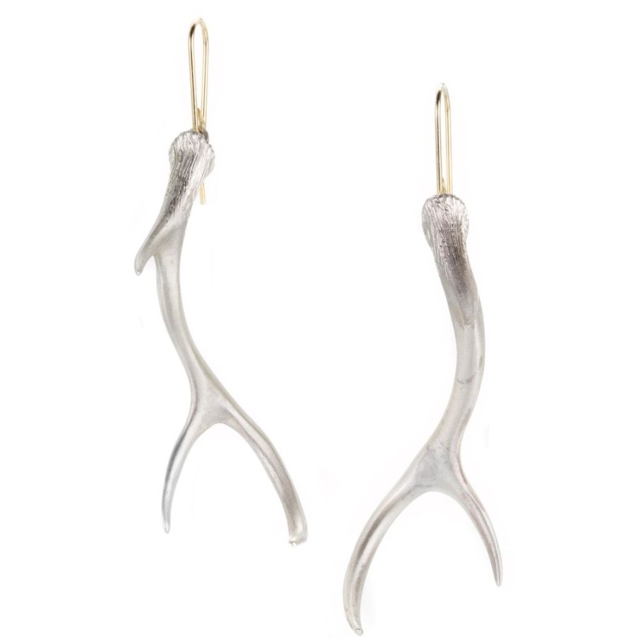 Earrings Gabriella Kiss | Small Sterling Silver Antler Drop Earrings