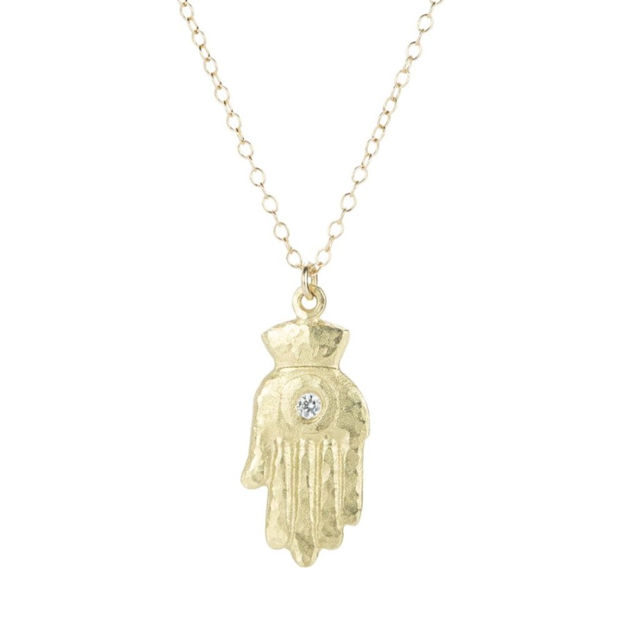 Necklaces Victoria Cunningham | Hamsa With Diamond Pendant Necklace