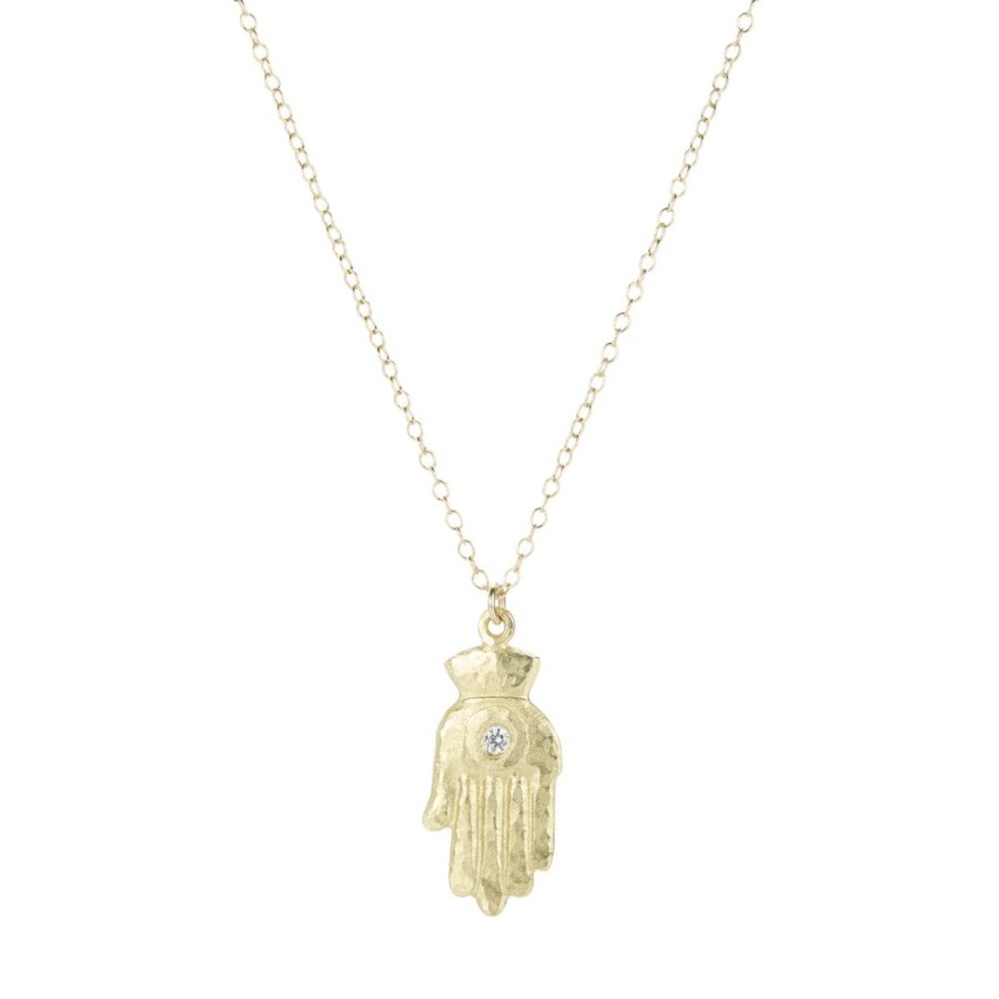 Necklaces Victoria Cunningham | Hamsa With Diamond Pendant Necklace