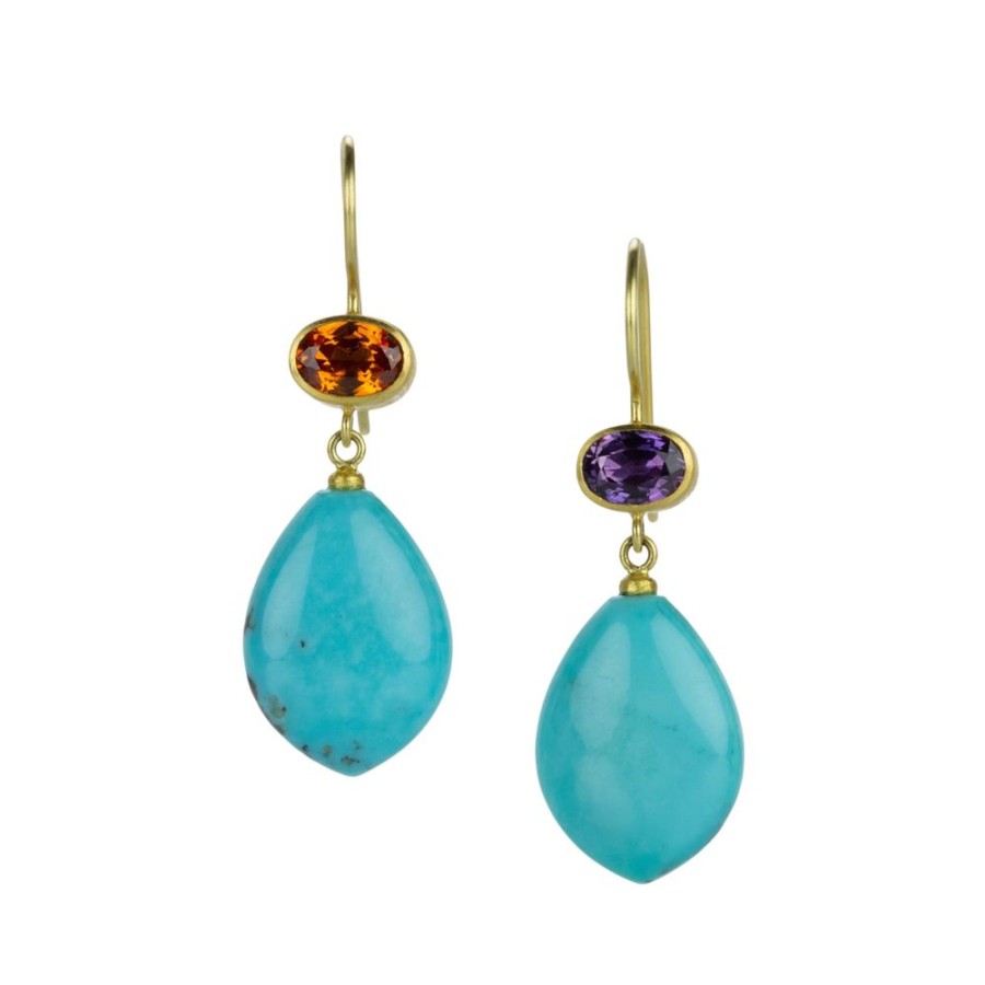 Earrings Mallary Marks | Garnet, Sapphire And Turquoise Apple & Eve Earring