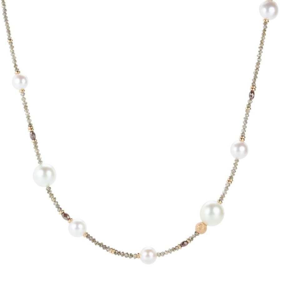 Necklaces Gellner | Brown Diamond And Pearl Necklace