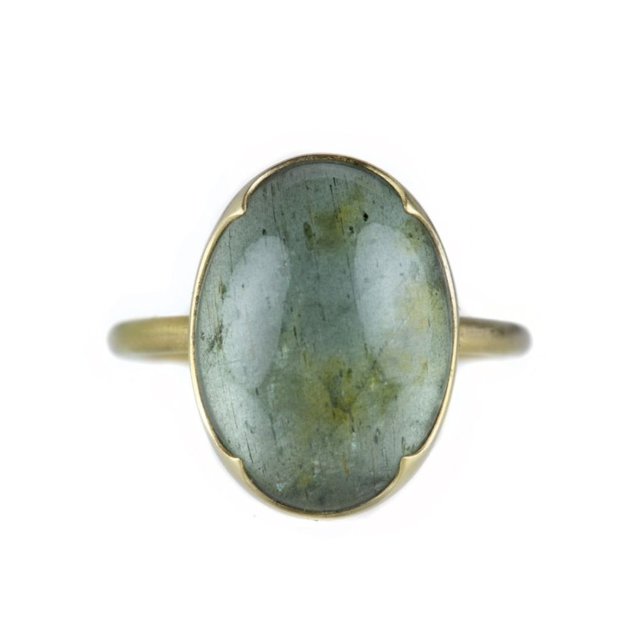 Rings Gabriella Kiss | Oval Cabochon Moss Aquamarine Ring