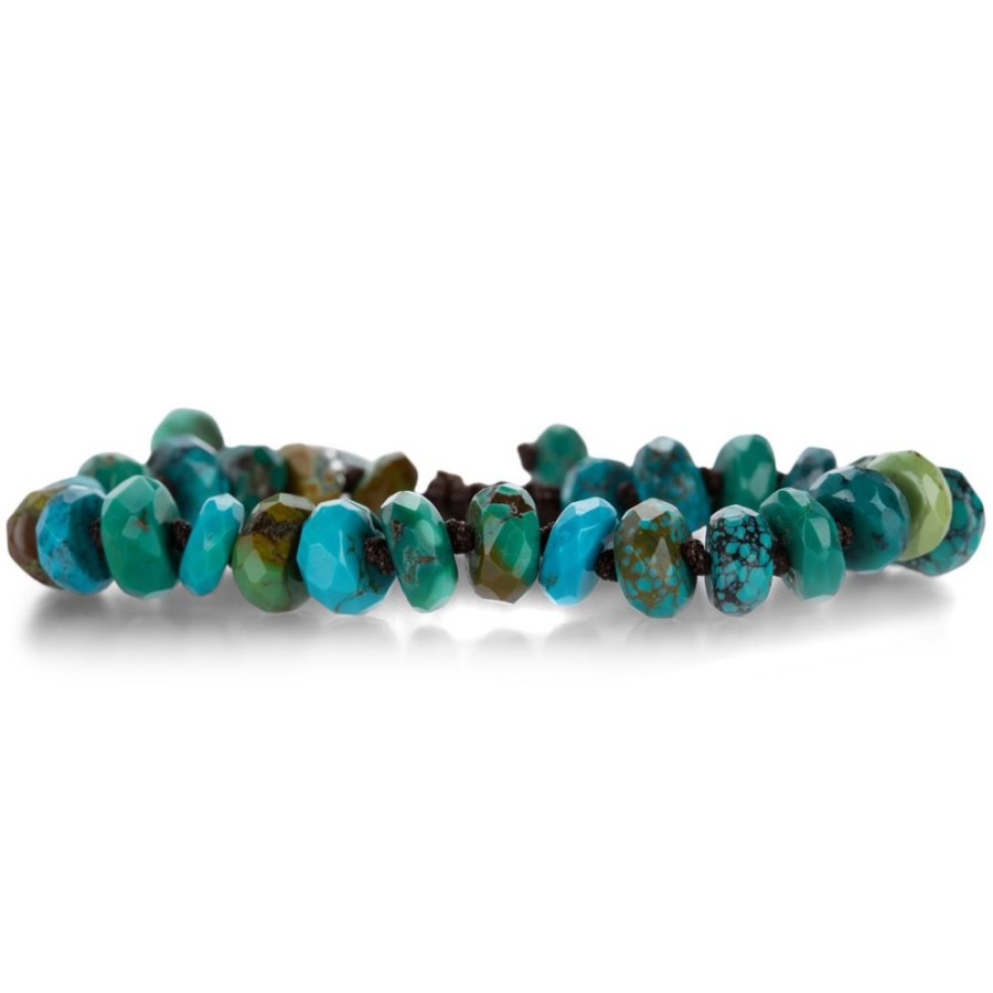 Bracelets Joseph Brooks | 10Mm Faceted Arizona Turquoise Rondelle Bracelet