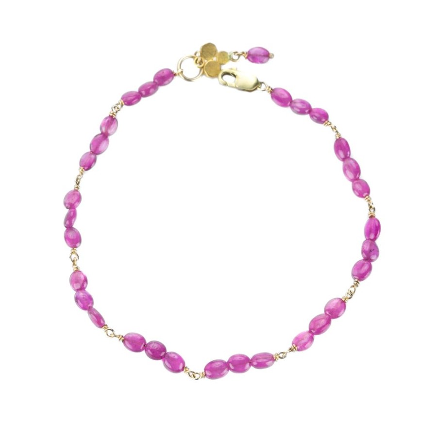 Bracelets Ananda Khalsa | Beaded Ruby Link Bracelet