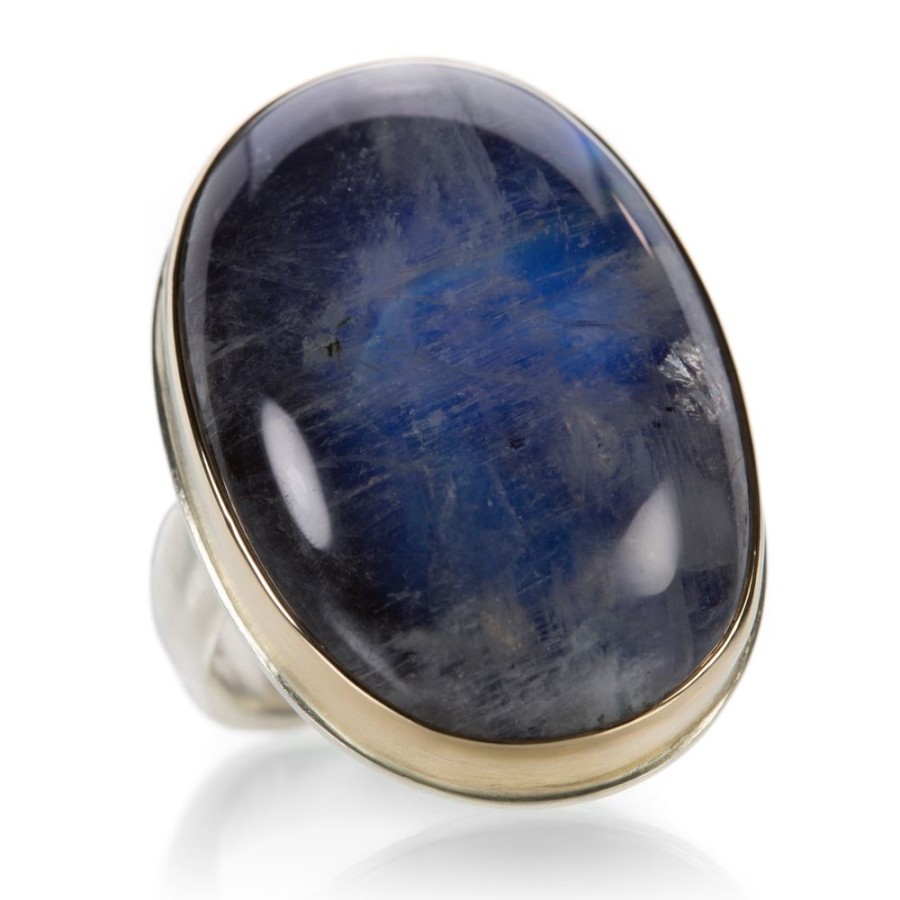 Rings Jamie Joseph | Large Smooth Blue Rainbow Moonstone Ring