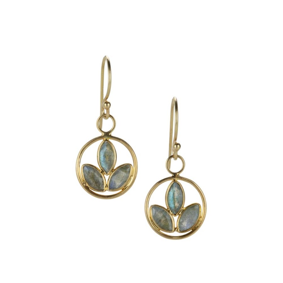 Earrings Margaret Solow | Triple Leaf Labradorite Drop Earrings