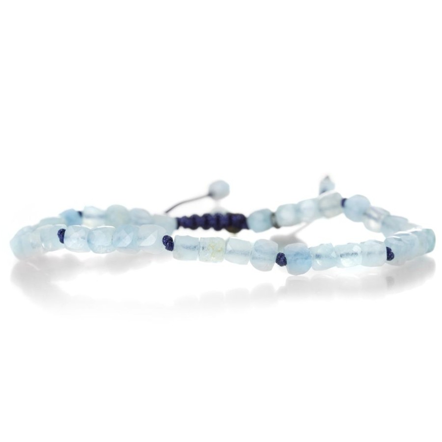 Bracelets Joseph Brooks | Faceted 4Mm Aquamarine Cube Bracelet